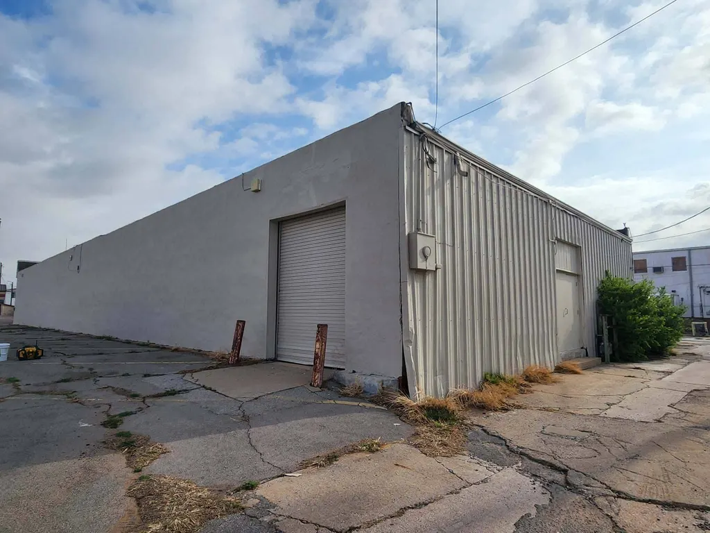 Commercial building with freshly painted stucco walls